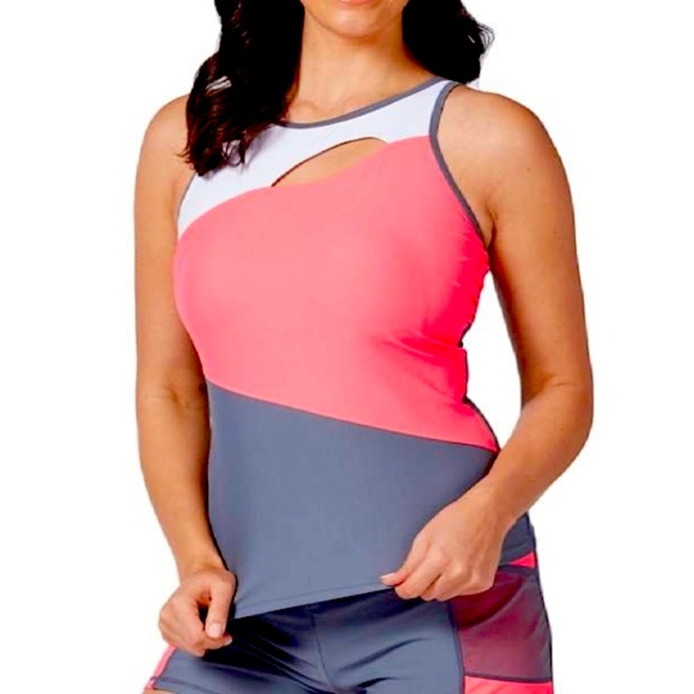 NWT Free Country Color-block Tankini Swim Set